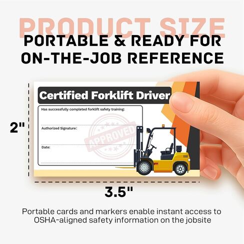 Hxszk 55 حزمة من بطاقات تدريب الرافعة الشوكية البلاستيكية القابلة لإعادة الاستخدام مع علامات - دليل دراسة للكتابة والمسح لتدريب المشغلين المتوافقين مع OSHA وإعداد الشهادات، 3.5 بوصة × 2 بوصة in Kuwait