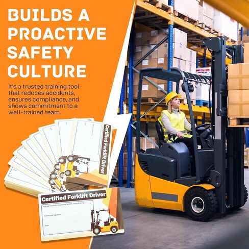 Hxszk 55 حزمة من بطاقات تدريب الرافعة الشوكية البلاستيكية القابلة لإعادة الاستخدام مع علامات - دليل دراسة للكتابة والمسح لتدريب المشغلين المتوافقين مع OSHA وإعداد الشهادات، 3.5 بوصة × 2 بوصة in Kuwait