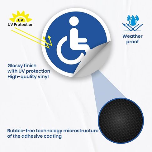 15 x Wheelchair Accessible Signs | 2 inch Diameter Vinyl Handicap Stickers | Self-Adhesive, Weatherproof Handicap Disabled Symbols | Indoor and Outdoor Use in Kuwait