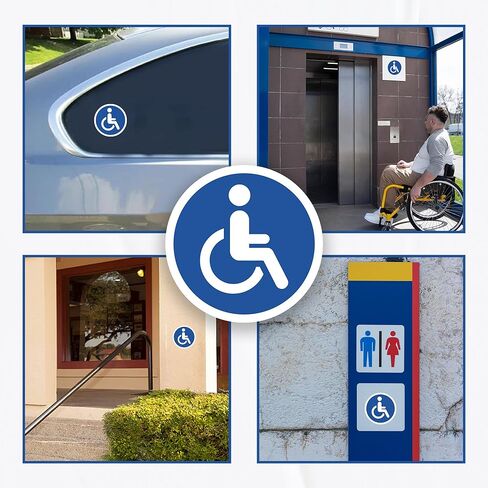 15 x Wheelchair Accessible Signs | 2 inch Diameter Vinyl Handicap Stickers | Self-Adhesive, Weatherproof Handicap Disabled Symbols | Indoor and Outdoor Use in Kuwait
