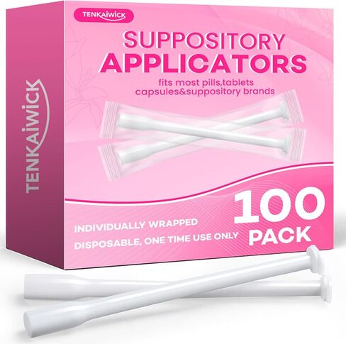 TENKAIWICK 30 Pack Disposable Vaginal Suppository Applicator for Women, Vaginal Applicator fits Size 0/00 Cap-Sules and Most Pills, Tablet Suppositories, Individually Wrapped in Saudi Arabia