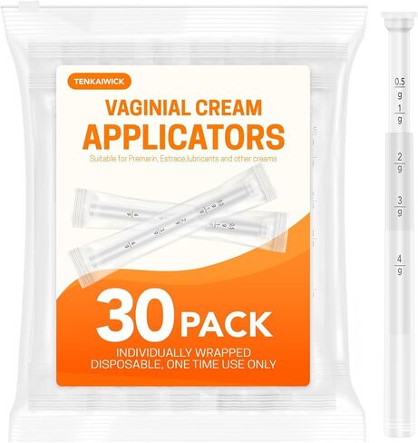 30 Pack Disposable Vaginal Suppository Applicator for Women, Fits Most Lubricants Creams Gels Pills Tablet Suppositories, Threaded End, Soft & Small Tip, with Dosage Markings, Individually Wrapped in Kuwait