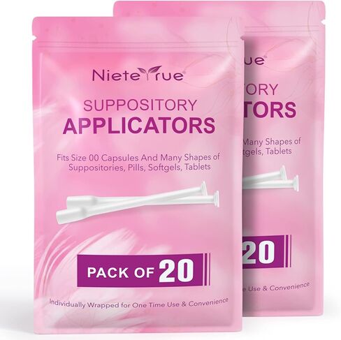 (60 Counts) Nieteyrue Suppository Applicator for Women Fit to Size 00 Cap-sules Soft Tip Auxiliary Tool for Pills Feminine Care Tablet Applicators Individually Wrapped in Kuwait
