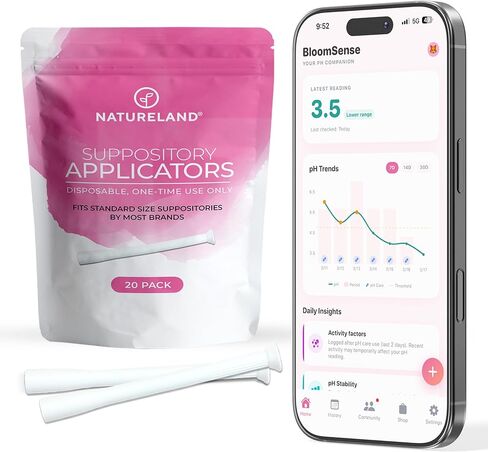 Natureland Personal Suppository Applicators for Women, Individually Wrapped Disposable Applicators with Silky Smooth Comfort Tip, Daily Intimate Care Tool (Small tip applicators, 20 Count (Pack of 1)) in Kuwait