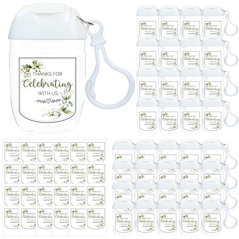 50Pcs Mini Hand Sanitizer Bottles Bulk with Thank You Labels - Wedding Favors - Personalized Wedding Favors for Guests, Thank You Gifts Party Supplies for Bridal Shower Baby Shower Hand Sanitizer Gift in Kuwait