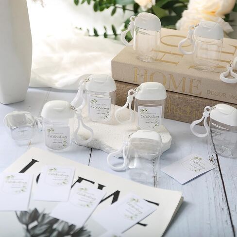 50Pcs Mini Hand Sanitizer Bottles Bulk with Thank You Labels - Wedding Favors - Personalized Wedding Favors for Guests, Thank You Gifts Party Supplies for Bridal Shower Baby Shower Hand Sanitizer Gift in Kuwait