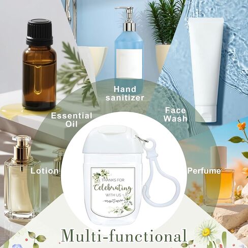 50Pcs Mini Hand Sanitizer Bottles Bulk with Thank You Labels - Wedding Favors - Personalized Wedding Favors for Guests, Thank You Gifts Party Supplies for Bridal Shower Baby Shower Hand Sanitizer Gift in Kuwait
