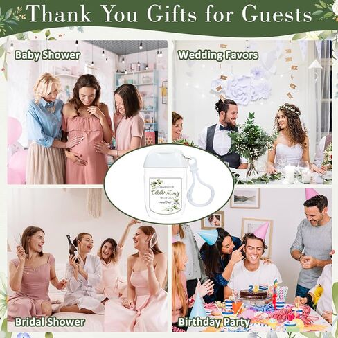 50Pcs Mini Hand Sanitizer Bottles Bulk with Thank You Labels - Wedding Favors - Personalized Wedding Favors for Guests, Thank You Gifts Party Supplies for Bridal Shower Baby Shower Hand Sanitizer Gift in Kuwait