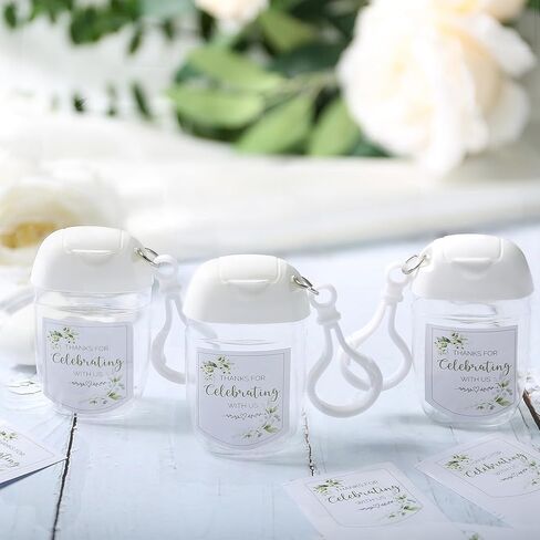 50Pcs Mini Hand Sanitizer Bottles Bulk with Thank You Labels - Wedding Favors - Personalized Wedding Favors for Guests, Thank You Gifts Party Supplies for Bridal Shower Baby Shower Hand Sanitizer Gift in Kuwait
