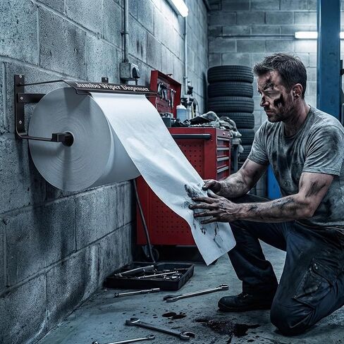 Wall Mounted Industrial Wiper Dispenser for Jumbo Roll - 17.0"x8.5"x7.5" Heavy Duty Shop Towel Holder Compatible with Wypall & Kimtech Wipes in Kuwait