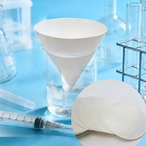 ورق فلتر عالي الجودة، ورق فلتر مختبر السليلوز متوسط ​​السرعة بقطر 90 مم مع الاحتفاظ بالجسيمات 15-20 ميكرون - 100 قطعة in Kuwait