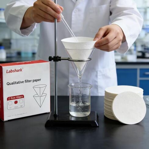 ورق فلتر عالي الجودة، ورق فلتر مختبر السليلوز متوسط ​​السرعة بقطر 90 مم مع الاحتفاظ بالجسيمات 15-20 ميكرون - 100 قطعة in Kuwait