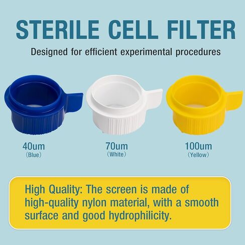 PEKYBIO 40um 70um 100um Cell Strainer Set, Stackable Handle Filter Screen with Nylon Screen Mesh and Polypropylene Frame, Sterile Cell Filter in Individual Blister Packaging, 3 Pcs in Kuwait
