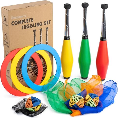 Juggling Starter Set of 3 Juggling Balls 3 Scarves 3 Rings Perfect for Developing Motor and Juggling Skills in Kuwait