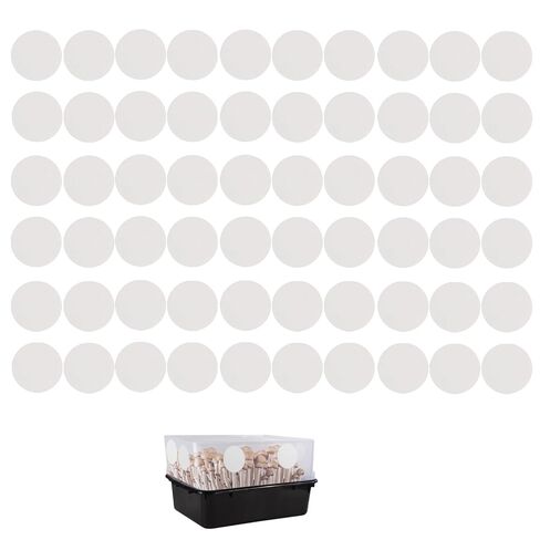 60 Pack 2.5" Mushroom Monotub Filter Patches Discs, 3mm Thick Round Synthetic Filter Paper Stickers for Mycology Growing Supplies, Fruiting Chamber Air Exchange Disks for Mushroom Cultivation in Kuwait