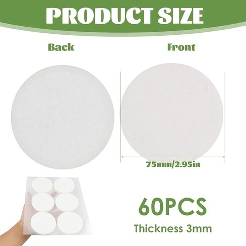 60 Pack 2.5" Mushroom Monotub Filter Patches Discs, 3mm Thick Round Synthetic Filter Paper Stickers for Mycology Growing Supplies, Fruiting Chamber Air Exchange Disks for Mushroom Cultivation in Kuwait
