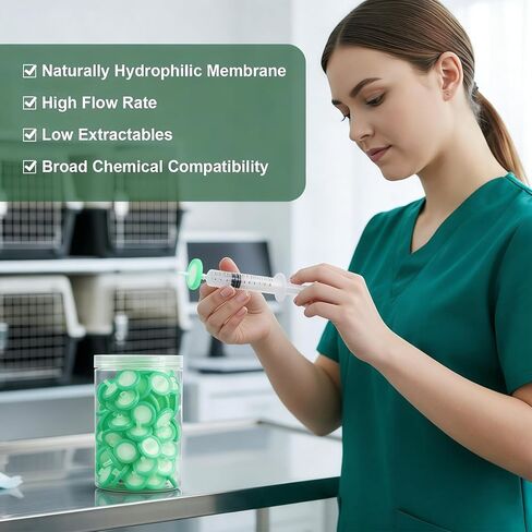 Nylon Syringe Filter 13mm 022um Hydrophilic Membrane, Syringe Lab Filters, Non-Sterile Laboratory Filters, 100 Count in Saudi Arabia