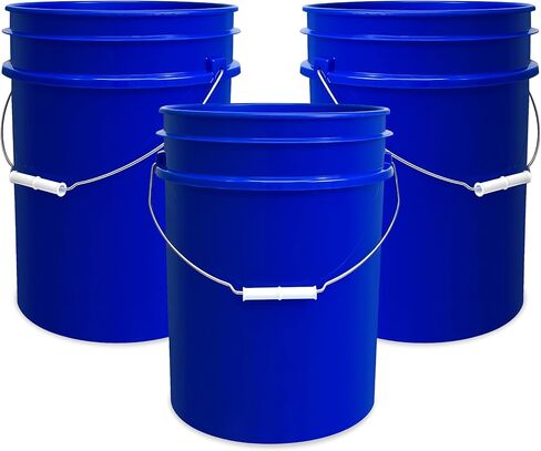5 Gallon Bucket Only | Made in USA | Food Grade | Durable 90 Mil All Purpose Pail | BPA Free | Premium HPDE | Easy Stack and Store | Lids Not Included (White, 6) in Saudi Arabia
