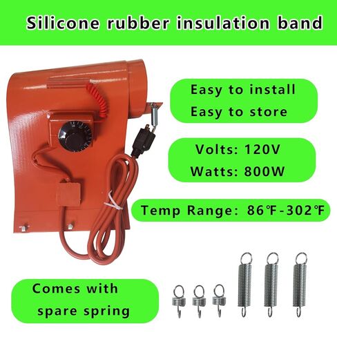 Bucket Heater 5 Gallon, 120V 800W Insulated Band, Fits Metal Bucket, Temp Control 86℉-302℉, Works with Oil Honey Water Propane Tank (7.75 in x 33.75 in) in Kuwait