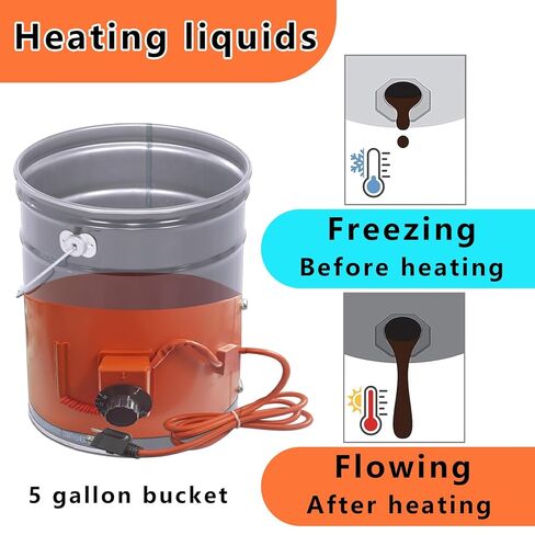 Bucket Heater 5 Gallon, 120V 800W Insulated Band, Fits Metal Bucket, Temp Control 86℉-302℉, Works with Oil Honey Water Propane Tank (7.75 in x 33.75 in) in Kuwait