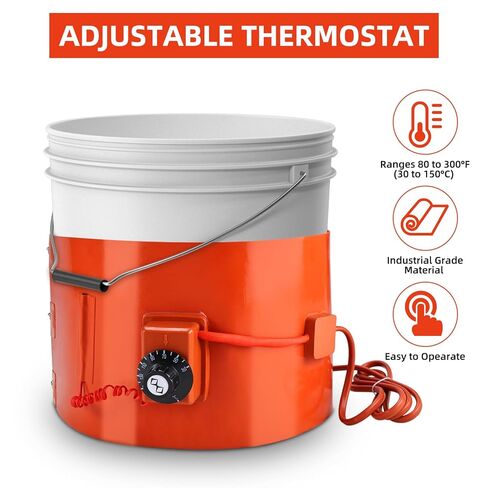 NORJIN Metal Drum Heater, Bucket Heater 5 Gallon, 120V 800 Watt Insulated Band Heater for 5 Gal Barrel, 7.8 * 33.8 inch Silicone Rubber Heating Band with Temperature Controller in Kuwait