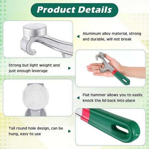 WILLBOND 2 Pcs Bucket Opener Tools 5 Gallon, 8.27 Inch Aluminum Pail Opener Wrench, Bucket Lid Openers Tool with Non Slip Rubber Handle Grip, Metal Can Lid Remover Buckets Tool for Home Industrial in Saudi Arabia