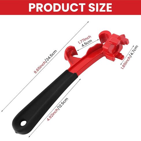 أداة مفتاح ربط 3 في 1 وفتاحة دلو، مزيل غطاء طبلة الألومنيوم لطبول 5-55 جالون، وعلب الطلاء، والدلاء، مع مقبض غير قابل للانزلاق للاستخدام الصناعي/المنزلي (اللون: أسود وأحمر) in Kuwait