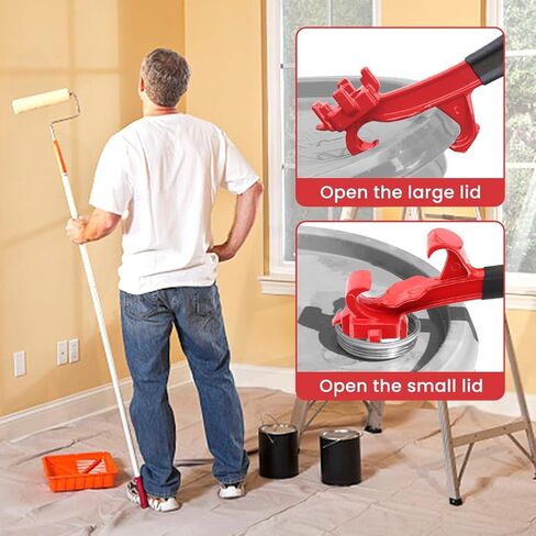 أداة مفتاح ربط 3 في 1 وفتاحة دلو، مزيل غطاء طبلة الألومنيوم لطبول 5-55 جالون، وعلب الطلاء، والدلاء، مع مقبض غير قابل للانزلاق للاستخدام الصناعي/المنزلي (اللون: أسود وأحمر) in Kuwait