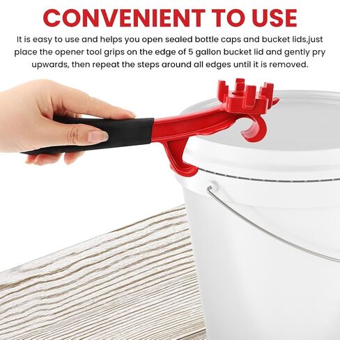 أداة مفتاح ربط 3 في 1 وفتاحة دلو، مزيل غطاء طبلة الألومنيوم لطبول 5-55 جالون، وعلب الطلاء، والدلاء، مع مقبض غير قابل للانزلاق للاستخدام الصناعي/المنزلي (اللون: أسود وأحمر) in Kuwait