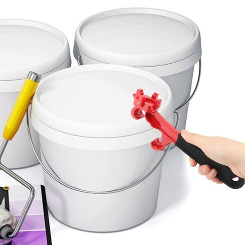 أداة مفتاح ربط 3 في 1 وفتاحة دلو، مزيل غطاء طبلة الألومنيوم لطبول 5-55 جالون، وعلب الطلاء، والدلاء، مع مقبض غير قابل للانزلاق للاستخدام الصناعي/المنزلي (اللون: أسود وأحمر) in Kuwait