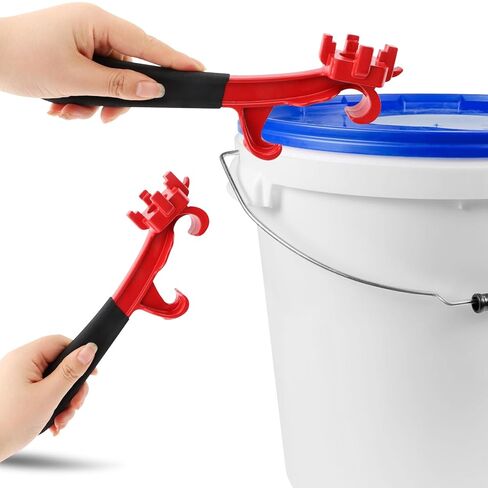 أداة مفتاح ربط 3 في 1 وفتاحة دلو، مزيل غطاء طبلة الألومنيوم لطبول 5-55 جالون، وعلب الطلاء، والدلاء، مع مقبض غير قابل للانزلاق للاستخدام الصناعي/المنزلي (اللون: أسود وأحمر) in Kuwait