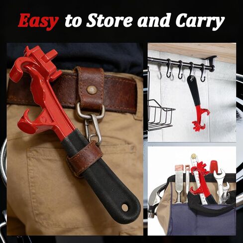 3-in-1 Aluminum Drum Bung Wrench & Bucket Opener Tool, Fits 5–55 Gallon Barrel Lids, Paint Cans and Pails, Non-Slip Rubber Handle, Multi-Function for Industrial & Home Use in Kuwait