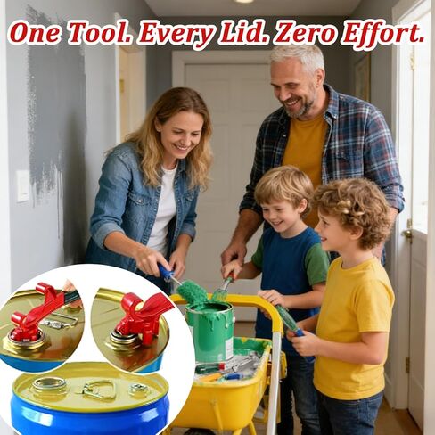 3-in-1 Aluminum Drum Bung Wrench & Bucket Opener Tool, Fits 5–55 Gallon Barrel Lids, Paint Cans and Pails, Non-Slip Rubber Handle, Multi-Function for Industrial & Home Use in Kuwait