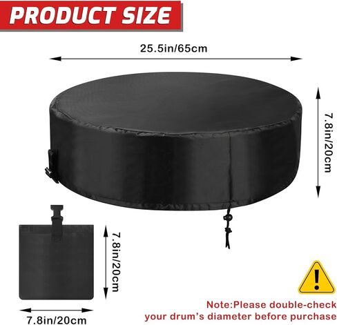 2-PCS 55 Gallon Drum Covers with 4 Windproof Weights Sand Bags(No Sand), 420D Waterproof Coating Oxford Cloth Rain Barrel Lid with Adjustable Drawstring, All-Weather Protection for Outdoor Storage in Saudi Arabia