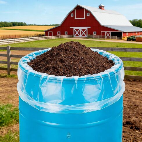 6Pack 55 Gallon Drum Liners, Large Clear Plastic Drum Liner Storage for Food Vegetable - Heavy Duty Double Layer Thickness 5.5Mil in Kuwait