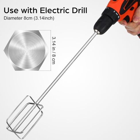 ABOOFAN Paint Mixer for Drill, 15.7" Stainless Steel Mixing Paddle with Hex Shaft, Rust-Proof & Easy to Clean, 4-Blade Drill Attachment for Resin, Epoxy, Concrete in Kuwait
