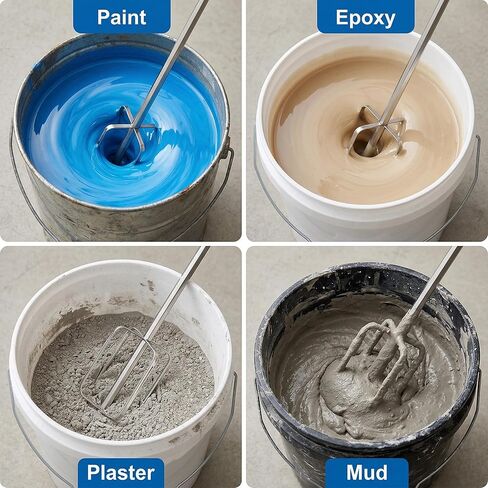 ABOOFAN Paint Mixer for Drill, 15.7" Stainless Steel Mixing Paddle with Hex Shaft, Rust-Proof & Easy to Clean, 4-Blade Drill Attachment for Resin, Epoxy, Concrete in Kuwait