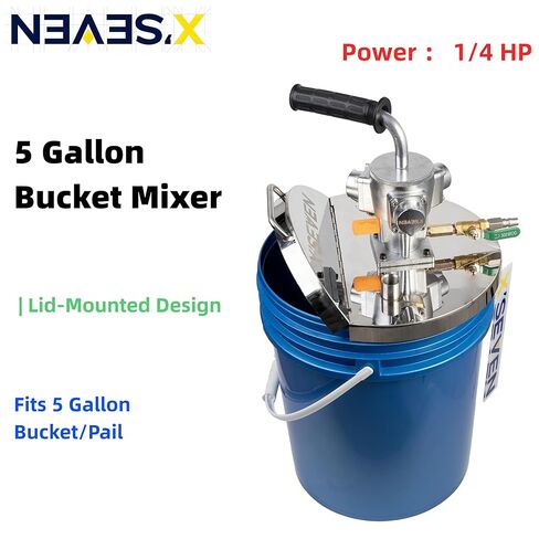 خلاط دلو NEAES'X سعة 5 جالون، محرض سطل طلاء هوائي مع غطاء، محرك هواء 1/4 حصان، عمود من الفولاذ المقاوم للصدأ 304 وشفرة تشتيت، يناسب دلاء سعة 5 جالون in Kuwait