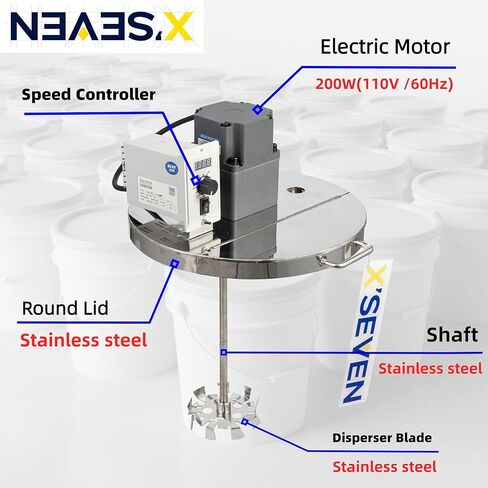 Electric 5 Gallon Bucket Mixer,200W 110V Paint Pail Agitator with Lid,1000 RPM Motor,Fits 5 Gallon Buckets in Kuwait