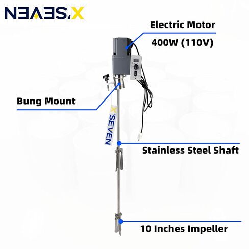 Electric 55 Gallon Bung Mount Drum Mixer, 400W 110V Drum Agitator for Closed-Head Steel Drums, 9.75 N·m High Torque Motor for Low to High Viscosity Liquids in Kuwait