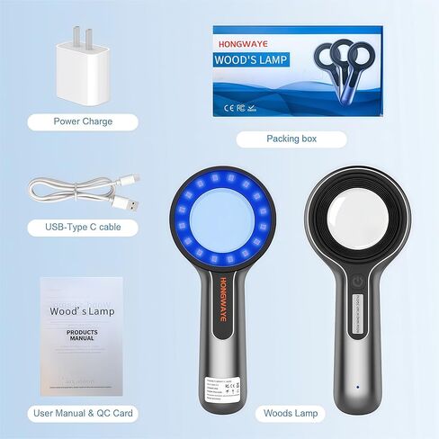 Woods Lamp Skin Analyzer, Easy to Hold and Carry Around, Woods Lamp Cat Ringworm, Detect All Kinds of Skin Conditions, No Special Training Required (2000 mAh Rechargeable Battery) in Kuwait
