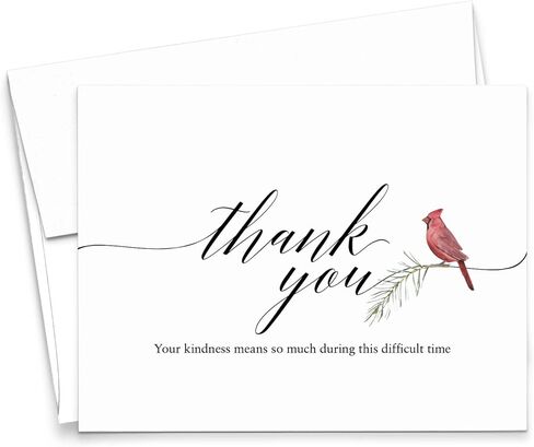 Personalized Memorial Thank You Cards Cardinal Funeral Sympathy Thank you Note Cards, Celebration of Life Notecards, Your Choice of Quantity and Envelope Color in Saudi Arabia