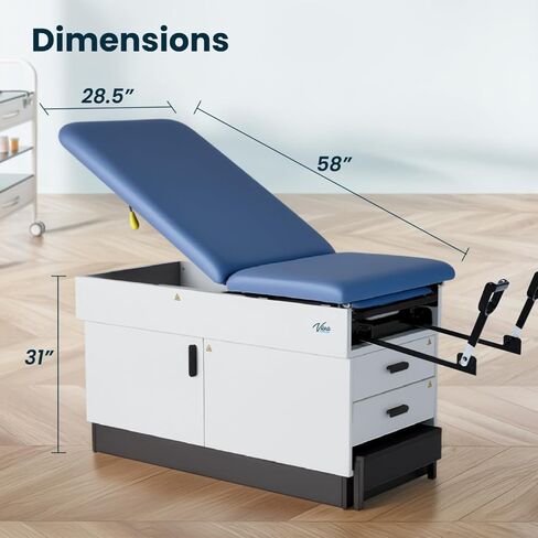 Slim Line Medical Exam Table with Stirrups, Blue in Kuwait