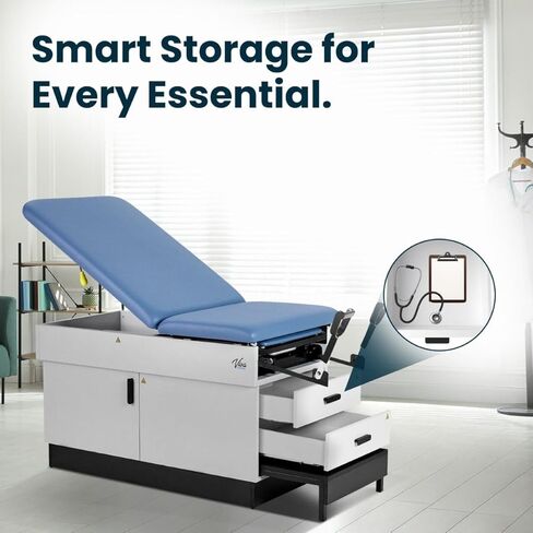 Slim Line Medical Exam Table with Stirrups, Blue in Kuwait