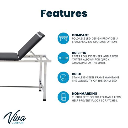 Folding Medical Exam Table, Basic Adjustable Patient Treatment Table, Doctor Bed with Folding Legs, 74.8''L x 27.5''W x 31.4''H in Saudi Arabia