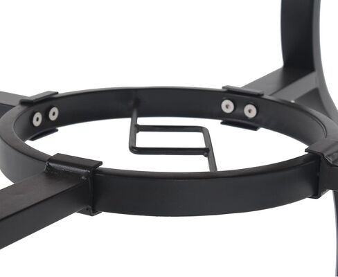 41" Round Faux Wood Patio Dining Table with Umbrella Hole, Rust-Resistant Outdoor Bistro Table, Realistic Wood Grain Top & Matte Black Iron Base for Garden, Patio, Balcony in Kuwait