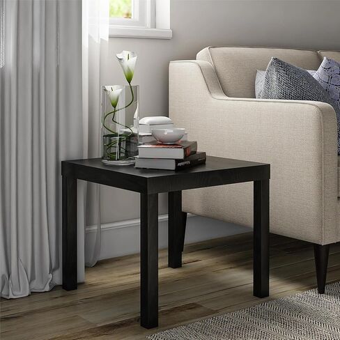 End Table, Black Oak Woodgrain Finish, PVC Laminated Hollow Core, 17.5" H x 20" W x 20" D, Water Resistant, Minimalistic Traditional Style in Saudi Arabia