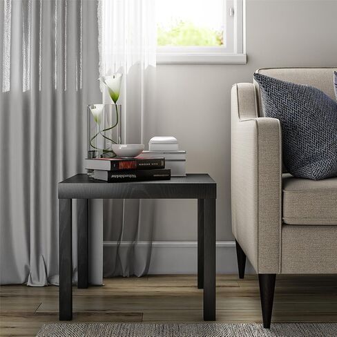 End Table, Black Oak Woodgrain Finish, PVC Laminated Hollow Core, 17.5" H x 20" W x 20" D, Water Resistant, Minimalistic Traditional Style in Saudi Arabia
