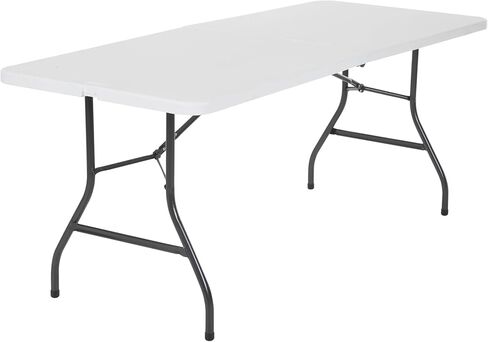 Deluxe 6-Foot Fold-in-Half Blow Molded Folding Table, HDPE, Indoor and Outdoor Use, Seats 6 in Saudi Arabia