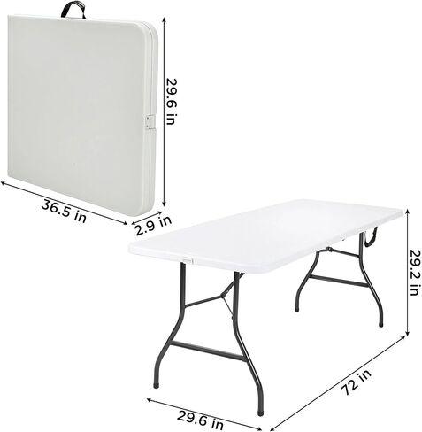 Deluxe 6-Foot Fold-in-Half Blow Molded Folding Table, HDPE, Indoor and Outdoor Use, Seats 6 in Saudi Arabia